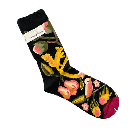 Bonne Maison French Small Batch Women's Fun Oil Painting Style Mid-Calf Cotton Dopaamine Colorful Socks Moisture Wicking Sweat