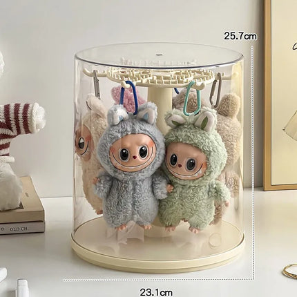 In Stock For Labubu Pendant Display Box Rotating Transparent Handmade Storage Display Stand For Labubu Doll Decorat Ornaments