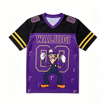 Super Mario Bros Kids Jersey T-shirt V-neck Short Sleeve Boys Girls Casual Summer Tops Cartoon Game Streetwear Children Tee3-14Y