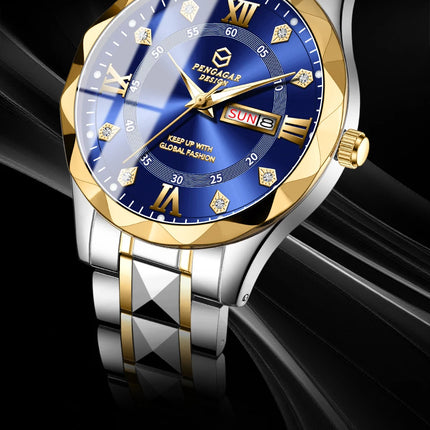 PAAZOMU Luxury Fashion Man Clock Top Business Waterproof Luminous Date Week Men's Watches Quartz Stainless Steel Men Wristwatc