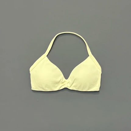 HISTELLO Impacts Strappy Bra Gym Top Women High Support Thin Strap Halter Sports Seamless Bra Scrunch Push-up Workout Yoga Tanks