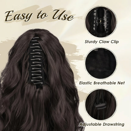Claw Clip Ponytail Extension for Women Long Wavy Hair Extensions Fluffy Natural Looking Synthetic Clip in Ponytail Hairpiece