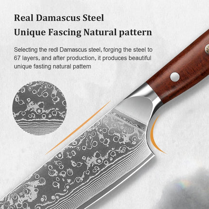7PCS Chef Knife Set Kitchen Knife Set 67 Layers Damascus Steel Rosewood Handle 60HRC Sharpness Gift Box Kitchen Tool