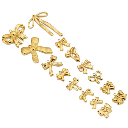 5pcs Stainless Steel Bow Knot Charms Waterproof Pvd Plated Gold Bow Pendants for DIY Earrings Bracelets Necklace Jewelry Making