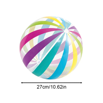 1 lorful Dots & Stripes PVC Inflatable Ball - Transparent Printed Toy for Pool Parties, Family Games, Kids Play, Indoor/Outdoor