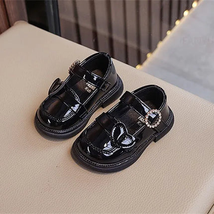 Crystal Girls Flats Shoes Kids Leather Shoes Baby Toddler Anti-Slippery Casual Footwear Child Single Shoes Infant First Walkers