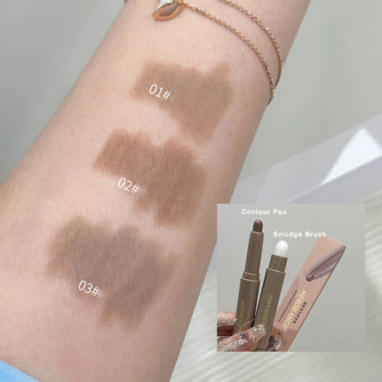 Double Head Contouring Pen Matte Three-dimensional Brightening Nose Shadow Corrector with Smudge Brush Shading Stick Cosmetics
