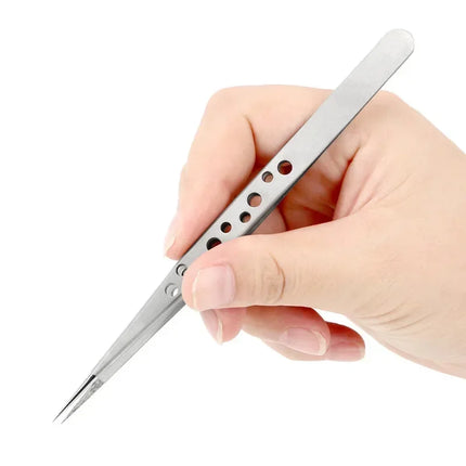 Precision Anti Static Tweezers Stainless Steel Magnetic Electronics Tweezers for Soldering Repair Maintenance Hand Tools