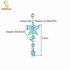 Blue Butterfly / 8mm Titanium Bar