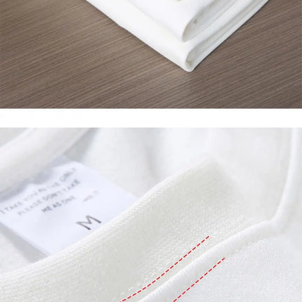 Black White GSM 500g Heavy-duty Pure Cotton T-shirt, Thickened Threaded Round Neck Short Sleeves, Three-Needle Half Sleeve Tees