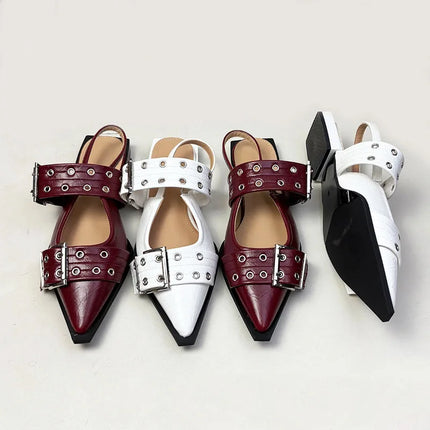 Big Size 43 Fashion Buckle Strap Ladies Flats Shoes Luxury Female Sandal Pointed Toe Women Flats With Shoes New In Summer Spring