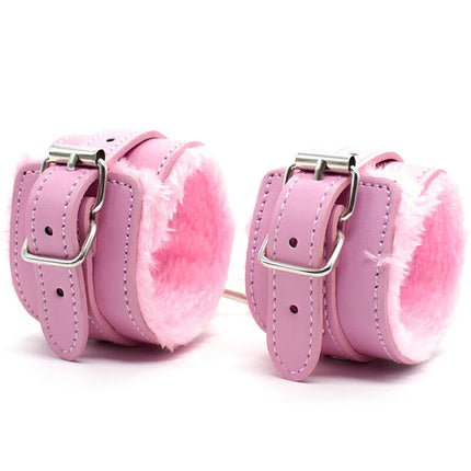 Handcuffs Sexy Metal Adjustable PU Leather Plush Restraints Slave Erotic Wives Cuff Sex Toys for Couples Adult Games Supplies