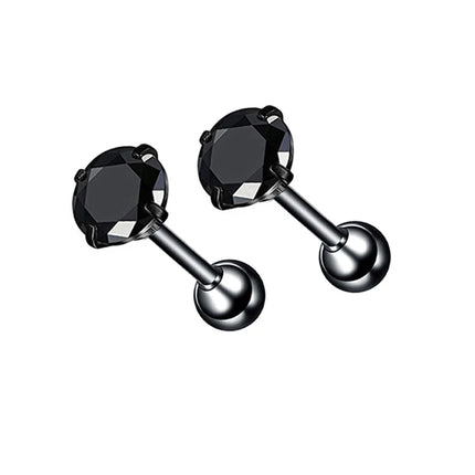 3-8mm Small Black Silver Color Earrings Stone CZ Crystal Ear Studs Surgical Steel Cubic Zirconia Helix Earring Women Accessories