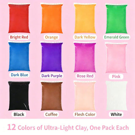 1000g Large Pack Light Clay Non-toxic No Stain Super Light Modeling Plasticine DIY Handmade Crafts Toy Kids 24 Colors Available