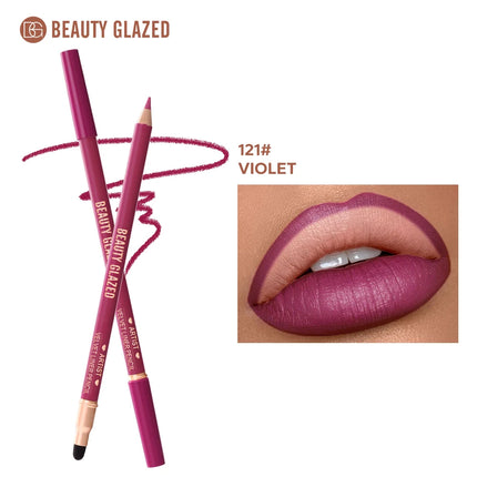 1pc Beauty Glazed Artist Velvet Lipliner Pencil With Sponge brush,Weightless Precise Liner with Super Soft Blendable Texture