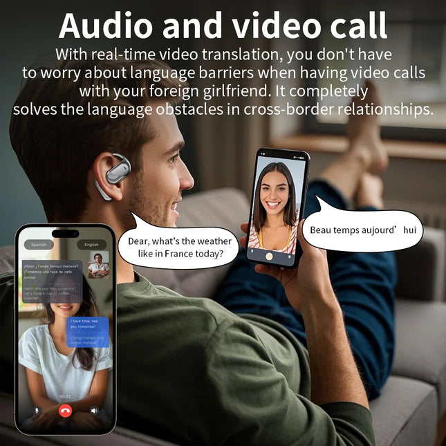 144 Languages AI Translation Earbuds,Bluetooth 5.4 Headphones Translator,Smart Mode Touch Screen Real-Time Earphones Fit Work