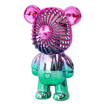Graffiti Bear Electric Fan USB Rechargeable Desktop Fan Electroplating Gradient 3-speed for Camping Outdoor Travel