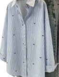 Blue striped long-sleeved shirt jacket for women, Spring 2025 new design, niche, loose and versatile shirt top