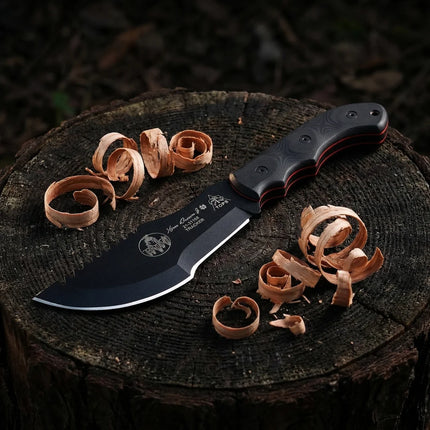 TOPS Tracker - Jungle Rescue Knife for the Outdoors, 1095 high-carbon steel, Micta handle, camping emergency knife