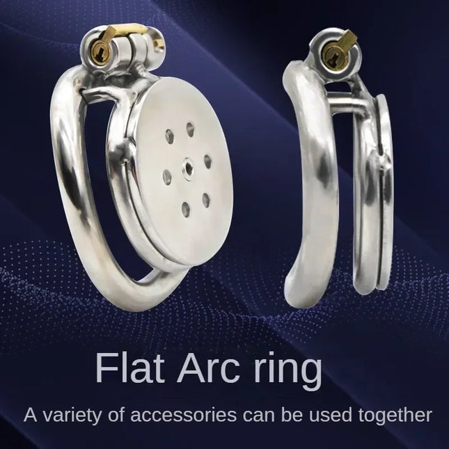 Male Chastity Device Flat Round Hole Metal Chastity Lock, Cock Cage, Urethra Catheter, Penis Ring, Bondage Belt Sex Toys For Men Gay