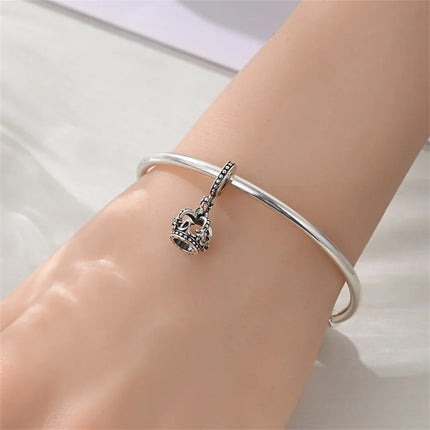 Crown Charms Skull Bead Original 925 Sterling Silver Inlaid Zirconium Pendants Fit Bracelet Necklace Jewelry Lover Gift