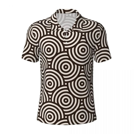 Vintage 70s Circles Casual Polo Shirts Psychedelic Pattern T-Shirts Short Sleeve Shirt Daily Fashion Tops Gift Clothing