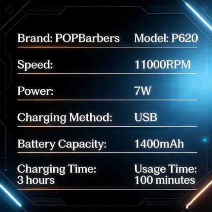 Professional Barber Shaver 11000RPM 7W Double Foil Beard Trimmer Electric Shaver for Men Pop Barbers