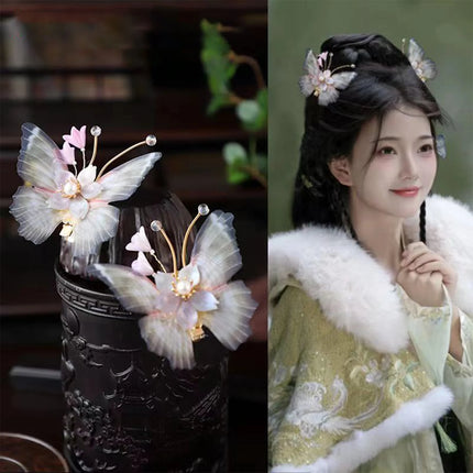 Chinese Style Flower Butterfly Hairclip Hairpin Vintage Hanfu Hair Accessories Retro Dress Headdress Hairpin Hair Jewelry