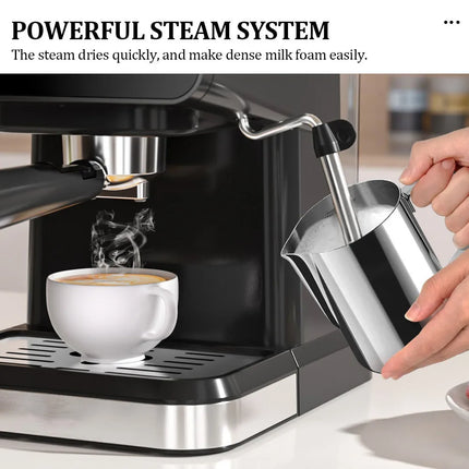 Semi-Automatic Espresso Machine 110V-240V | 15Bar Professional Italian Coffee Maker with Milk Frother & Steam Wand | Compact for
