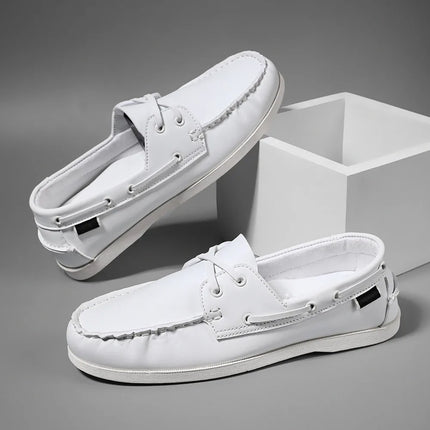 Men's Trendy Apron Toe Loafer Shoes, Slip On Comfy Non Slip For Outdoor Walking Traveling, Spring And Summer