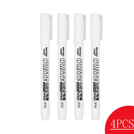 1/5pcs White Permanent Paint Pen Fine Head White Marker 1mm Quick-Drying Oil Waterproof Graffiti Pens Tire Fabric Wood Painting