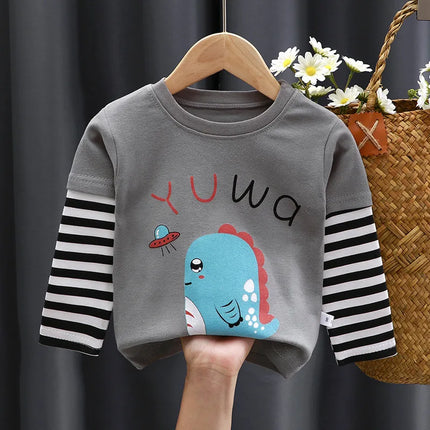 Spring and Autumn Children's T-Shirt Boys Girls Long-Sleeved Tops 0-5 Years Old Cartoon Base Layer Shirt Baby Children's Clothing