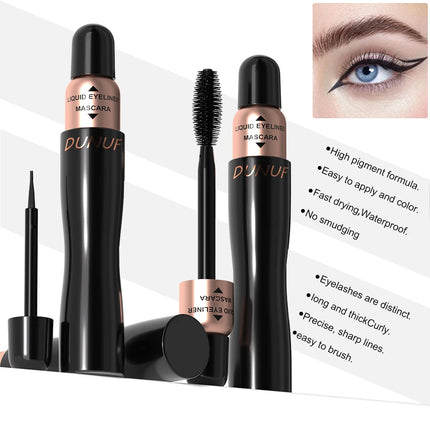 2-in-1 Double-ended Eyeliner Mascara | Matte Black Waterproof | Smudge-proof Quick-drying Ultra-fine | Volumizing Curling Y2K