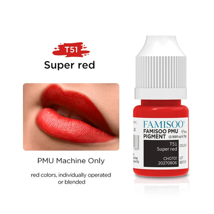 FAMISOO 5ML Permanent Makeup Pigment Inks Lip Tattoo Ink for Semi Permanent Makeup Eyebrows Pigment Tattoo Supplies