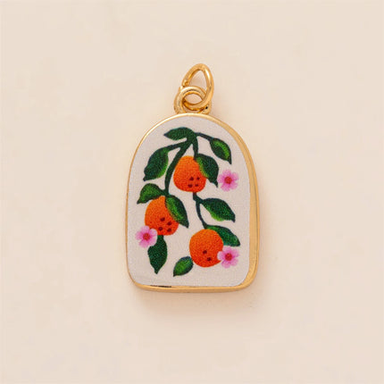 Dopamine pendant necklace, DIY fruit food love pendant, copper material, gold-plated, color preserving