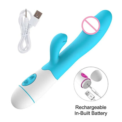 Rabbit Vibrator for Women Vagina G-Spot Nipple Clitoris Stimulator Thrusting Telescopic Rotating Dildo for Adult Sexy Toys