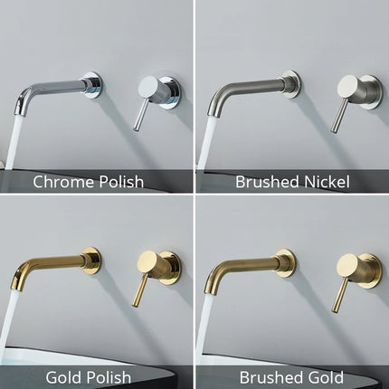 Brushed Gold/Black Basin Faucet Concealed Wall Mounted For Bathroom Faucets Bath Basin Sink Tap Bathtub Hot And Cold Water Mixer