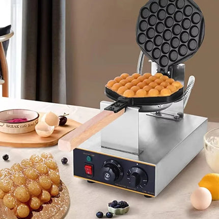 HomeWise Double-head Electric Egg Bubble Waffle Maker 1.4KW Non-Stick Snack Machine with Timing Function Egg nest size 3*2.5cm