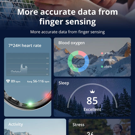 COLMI-R02 Smart Ring with Charging Case for Men Women, Battery Life, 39 Days, Health Monitor, 5ATM Waterproof, Multi-sport Mode