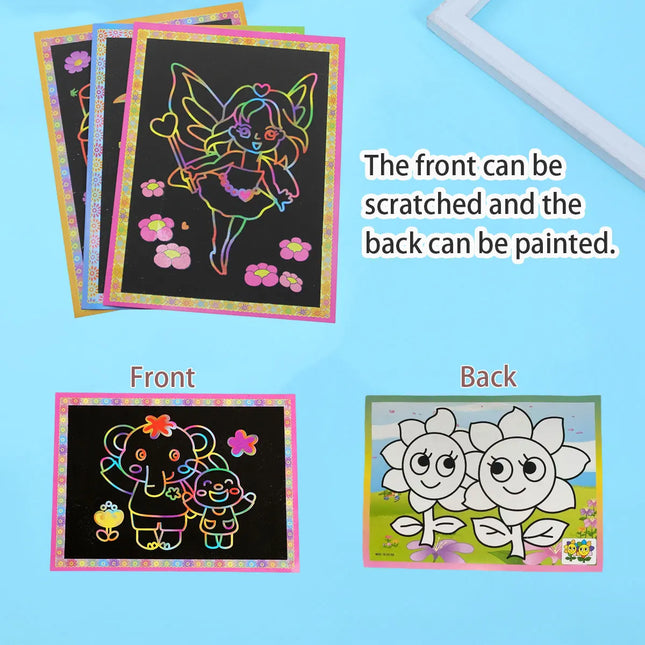 Random 8/10pcs A Lot Magic Scratch Art Doodle Pad Painting Cards Toys Early Educational Learning Drawing Toys
