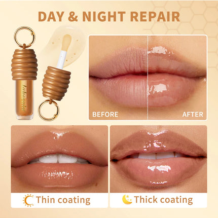 2pcs/set Honey Chocolate Lip Glaze Gloss Long-lasting Moisturizing Lip Oil Enhancing Complexion Reducing Lip Lines Lip Glosses