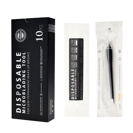 New 5/10/50PCS  Sterilized Permanent Makeup Eyebrow Tattoo Tools 0.15/0.18mm Disposable Microblading Pen with U Blades