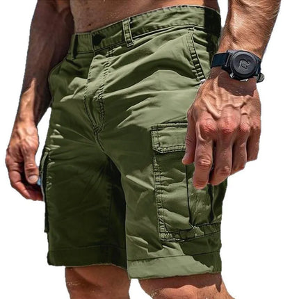 Men's Multi Cargo Pocket Knee Length Casual Shorts Button Zipper Loose Fit Outdoor Bottoms for Beach Style Daily Street Wear