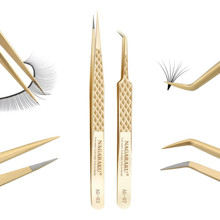 NAGARAKU  Tweezers Anti Slip eyelash extension professional Volume High Closure tweezers for divide volume eyelash Makeup Tools