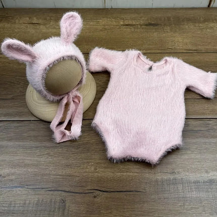 Newborn Props Knitted Clothes Rabbit Doll Baby Cosplay Glasses Baby Photo Props Photo Shoot Accessories Photography Clothing