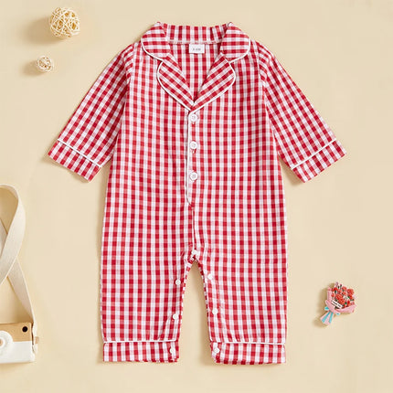 ma&baby 0-24M Newborn Infant Baby Girls Boys Jumpsuit Plaid Print Button Long Sleeve Rompers Casual Fall Spring Clothing D10