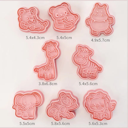 8 Pcs/set Cookie Cutters Plastic 3D Dinosaur Shape Cartoon Pressable Biscuit Mold Cookie Stamp Kitchen Baking Pastry Bakeware