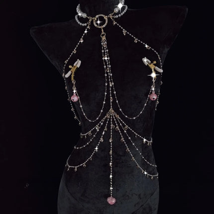 Pearl Ball Gag Collar Heart-Shaped Nipple Labia Clips Metal Bell Body Chain Sexy Accessories Multiple Sizes Butt Plugs Sex Toys