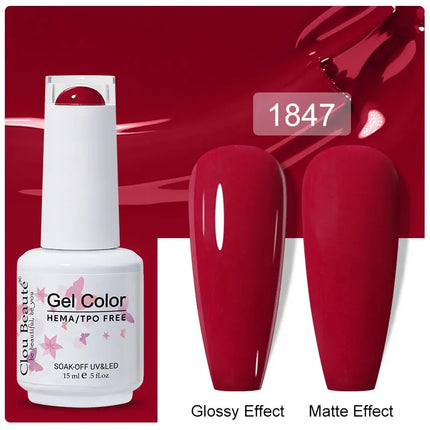 Clou Beaute 15ml Nail Gel Polish Vernis Semi Permanent UV LED Lamp Lakiery Hybrydowe Hema Free Red Nail Art Gel Lacquer Gel