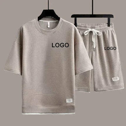 Customized Printed T-shirts Short Pants 2-Piece Suit Men Summer Fashion Short Sleeve Tracksuit Set Shorts Streetwear Tee Tops